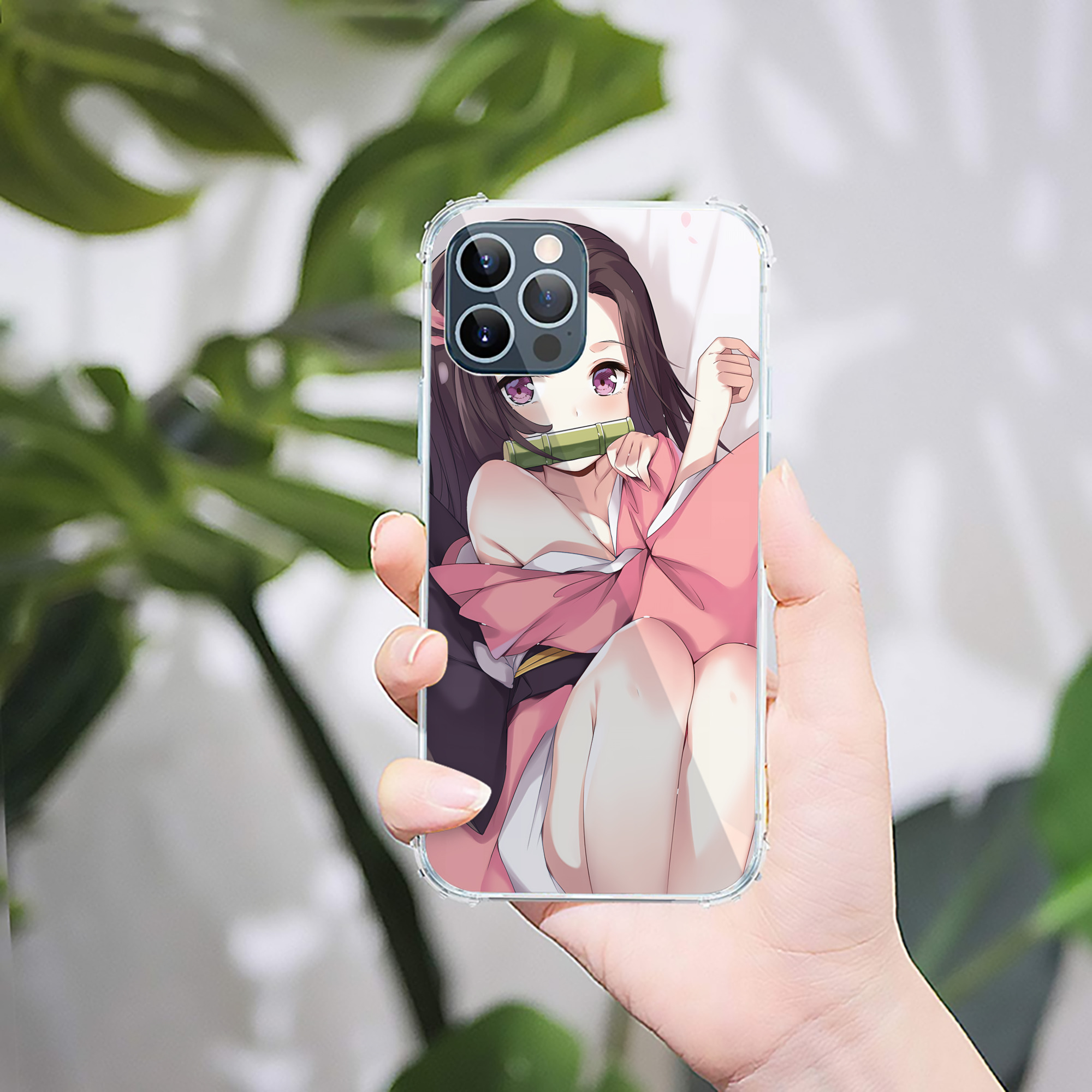 （画像用） 鬼滅の刃（きめつのやいば）竈門 禰󠄀豆子／かまど ねずこ Kamado Nezuko 【iPhone 12シリーズ対応】透明スマホケース（クリアソフトケース）